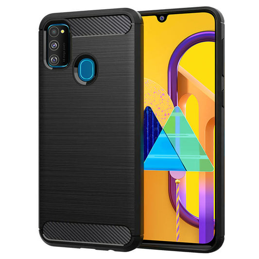 Coque pour Samsung Galaxy M21 M215 / M30s M307, Techsuit, Carbone, Noire