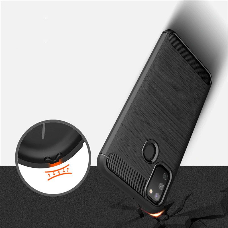 Hülle für Samsung Galaxy M21 M215 / M30s M307, Techsuit, Carbon, Schwarz