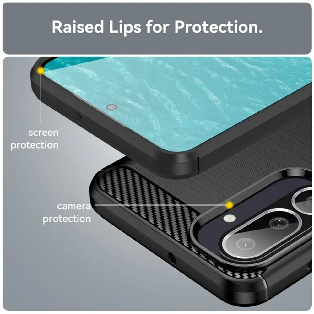 Coque pour Samsung Galaxy M56 M566, Techsuit, Carbone, Noire