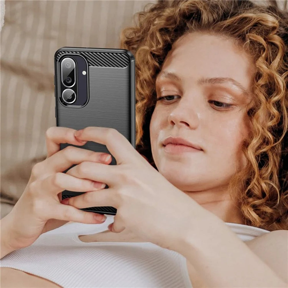 Coque pour Samsung Galaxy M56 M566, Techsuit, Carbone, Noire