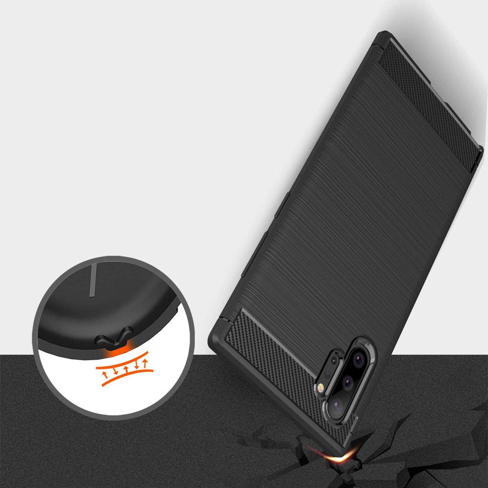 Coque pour Samsung Galaxy Note 10+ 5G N976 / Note 10+ N975, Techsuit, Carbone, Noire