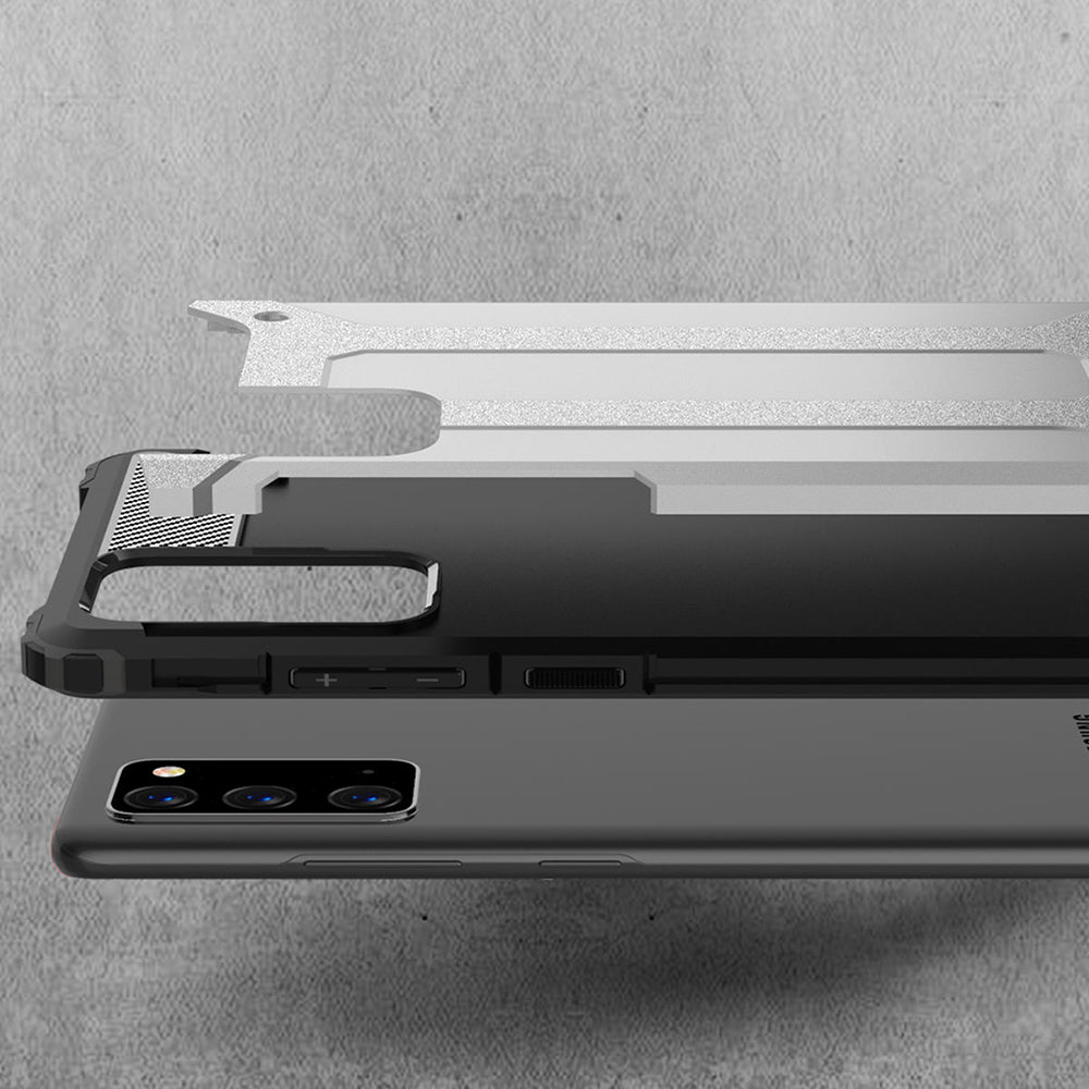 Coque pour Samsung Galaxy Note 20 5G N981 / Note 20 N980, Techsuit, Hybrid Armor, Noire
