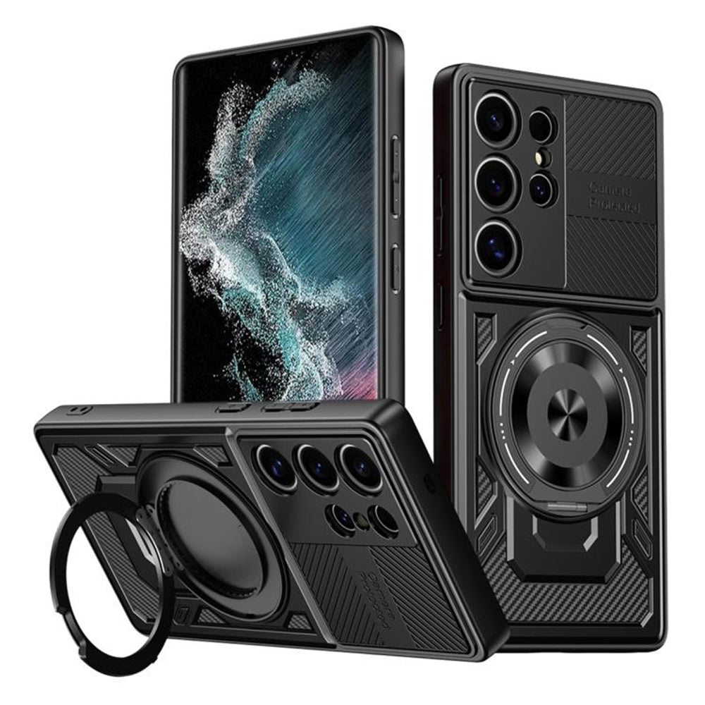Hülle für Samsung Galaxy S22 Ultra 5G S908, Techsuit, RuggedCam, Schwarz