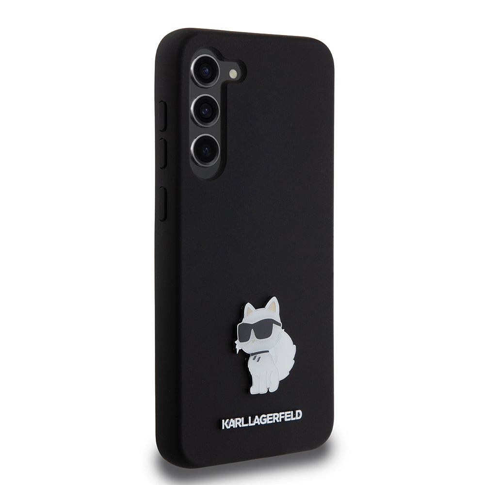 Hülle für Samsung Galaxy S23+ S916, Karl Lagerfeld, Silicone Choupette Metal, Schwarz