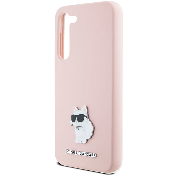 Case for Samsung Galaxy S23+ S916, Karl Lagerfeld, Silicone Choupette Metal, Pink