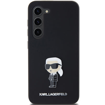 Hülle für Samsung Galaxy S23+ S916, Karl Lagerfeld, Silicone Ikonik Karl Metal, Schwarz