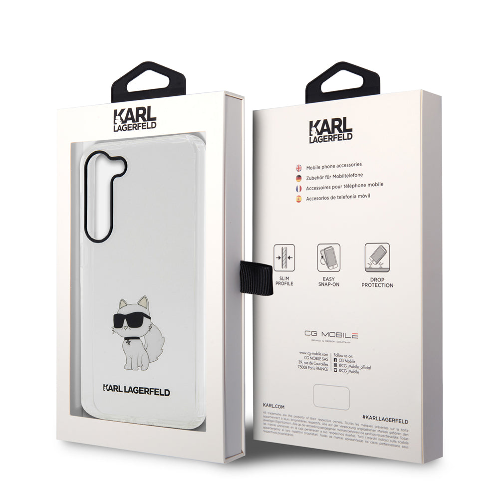 Étui pour Samsung Galaxy S23 S911, Karl Lagerfeld, Ikonik Choupette, Transparent