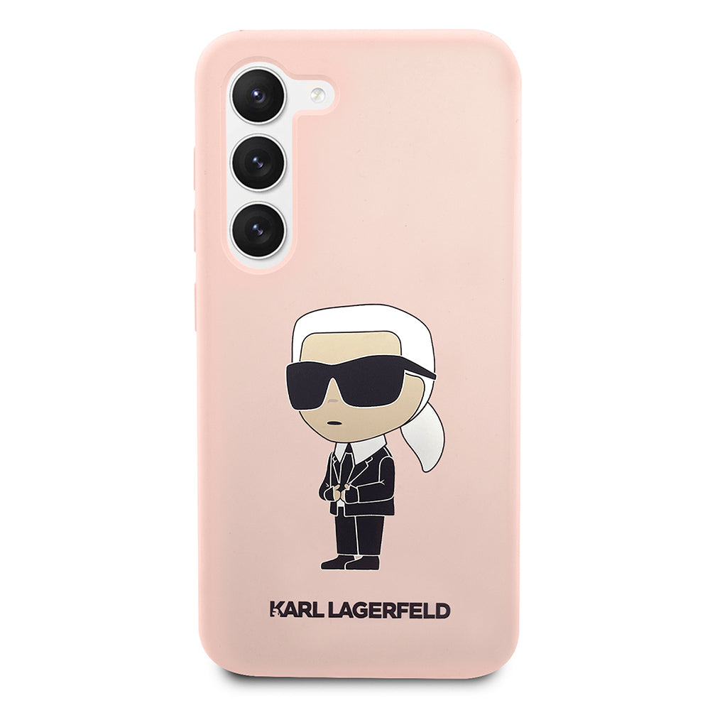 Hülle für Samsung Galaxy S23 S911, Karl Lagerfeld, Silicone Ikonik Karl, Rosa