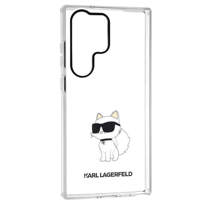 Hülle für Samsung Galaxy S23 Ultra S918, Karl Lagerfeld, Ikonik Choupette, Transparent