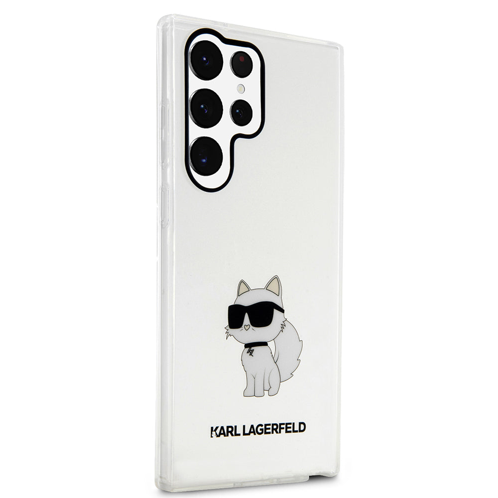 Hülle für Samsung Galaxy S23 Ultra S918, Karl Lagerfeld, Ikonik Choupette, Transparent