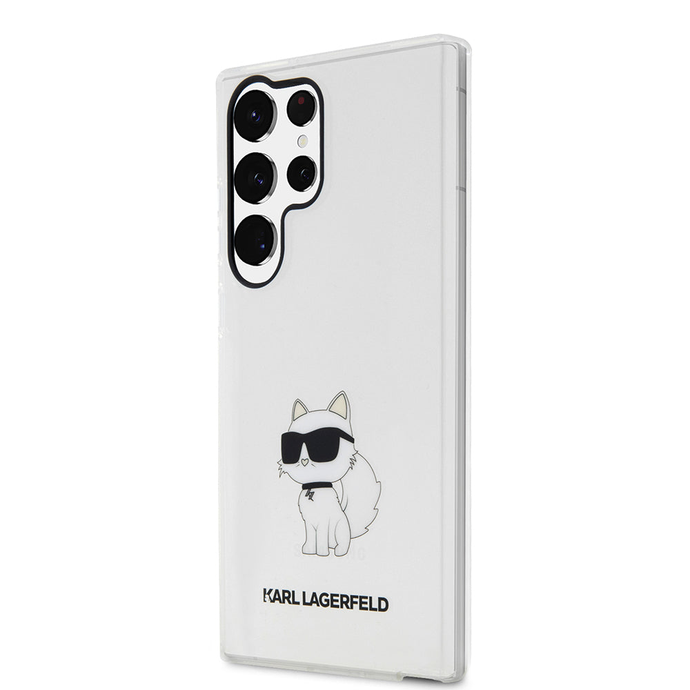 Hülle für Samsung Galaxy S23 Ultra S918, Karl Lagerfeld, Ikonik Choupette, Transparent