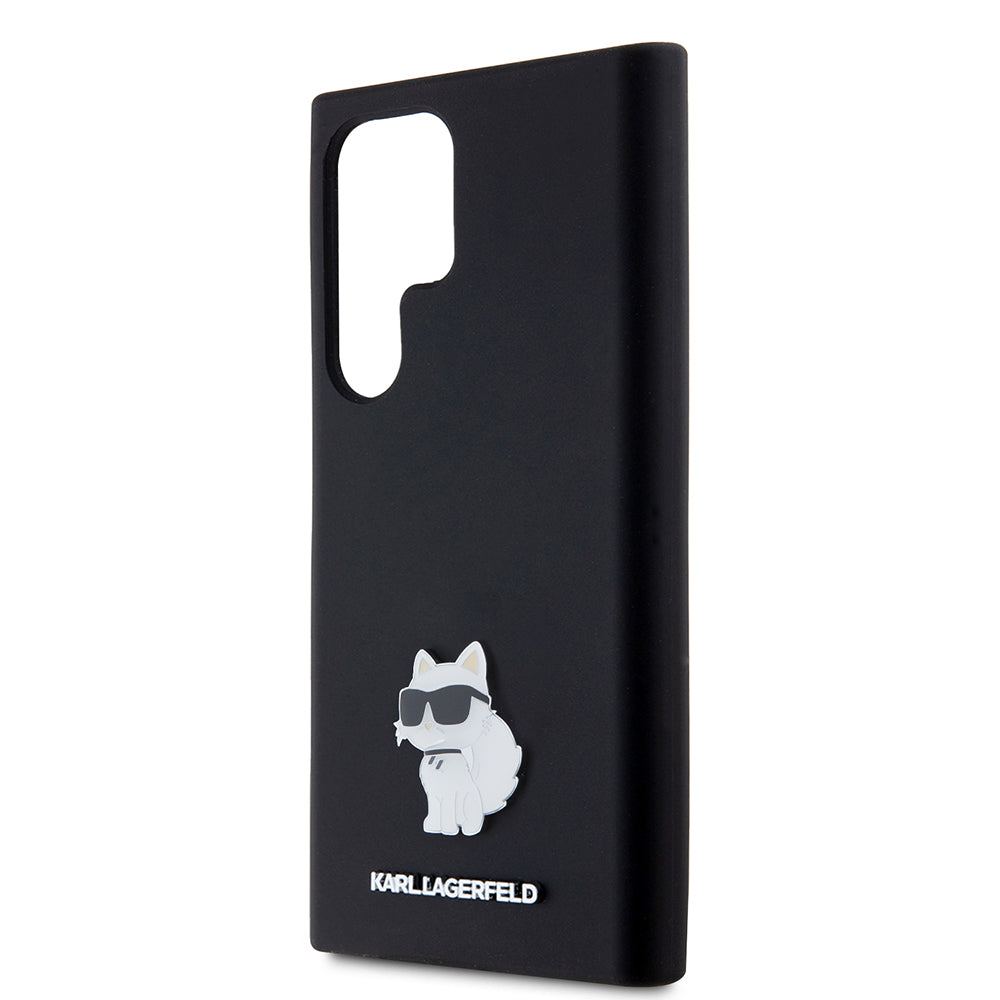 Hülle für Samsung Galaxy S23 Ultra S918, Karl Lagerfeld, Silicone Choupette, Schwarz