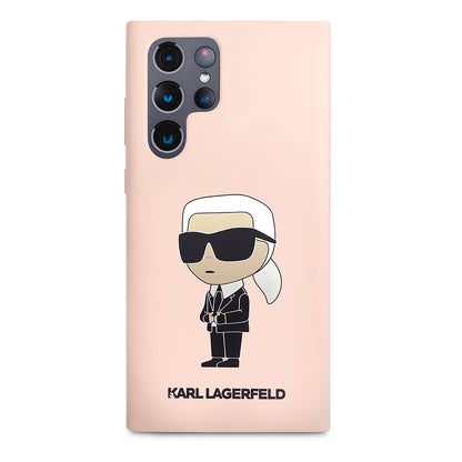 Hülle für Samsung Galaxy S23 Ultra S918, Karl Lagerfeld, Silicone Ikonik Karl, Rosa