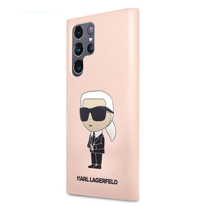 Hülle für Samsung Galaxy S23 Ultra S918, Karl Lagerfeld, Silicone Ikonik Karl, Rosa