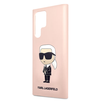 Hülle für Samsung Galaxy S23 Ultra S918, Karl Lagerfeld, Silicone Ikonik Karl, Rosa