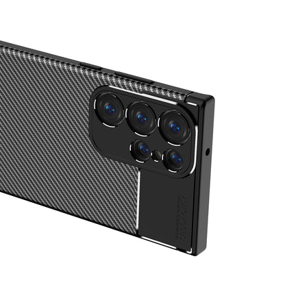 Hülle für Samsung Galaxy S23 Ultra S918, Techsuit, CarbonFiber, Schwarz