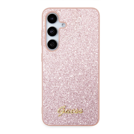 Étui pour Samsung Galaxy S24+ S926, Guess, Glitter Script, Rose