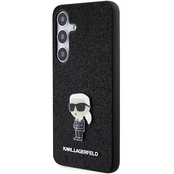 Housse pour Samsung Galaxy S24+ S926, Karl Lagerfeld, Glitter Ikonik Karl Logo, Noire