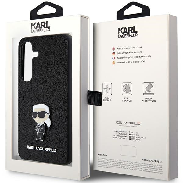 Housse pour Samsung Galaxy S24+ S926, Karl Lagerfeld, Glitter Ikonik Karl Logo, Noire