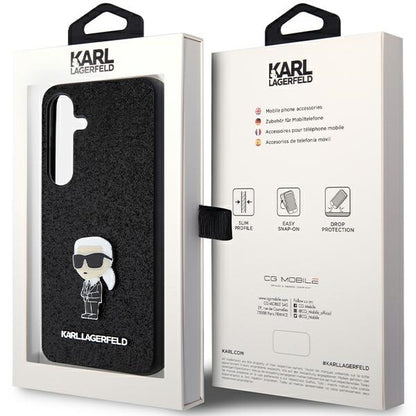Housse pour Samsung Galaxy S24+ S926, Karl Lagerfeld, Glitter Ikonik Karl Logo, Noire