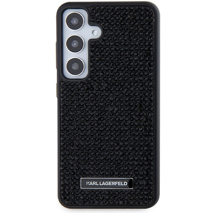 Étui pour Samsung Galaxy S24+ S926, Karl Lagerfeld, Plaque Métallique Strass, Noir