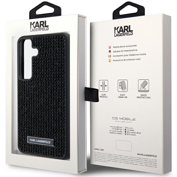Étui pour Samsung Galaxy S24+ S926, Karl Lagerfeld, Plaque Métallique Strass, Noir