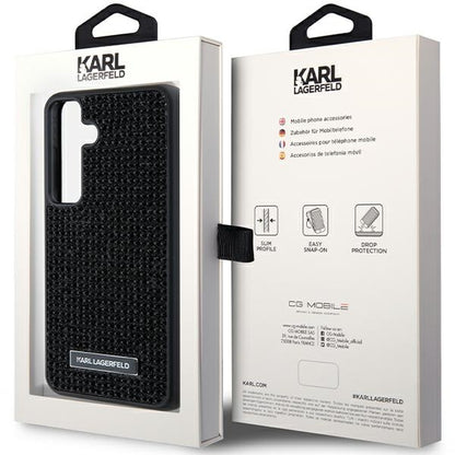 Étui pour Samsung Galaxy S24+ S926, Karl Lagerfeld, Plaque Métallique Strass, Noir
