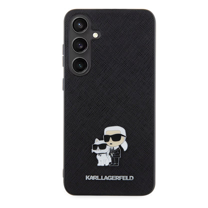 Hülle für Samsung Galaxy S24+ S926, Karl Lagerfeld, Saffiano Karl & Choupette Metal, Schwarz