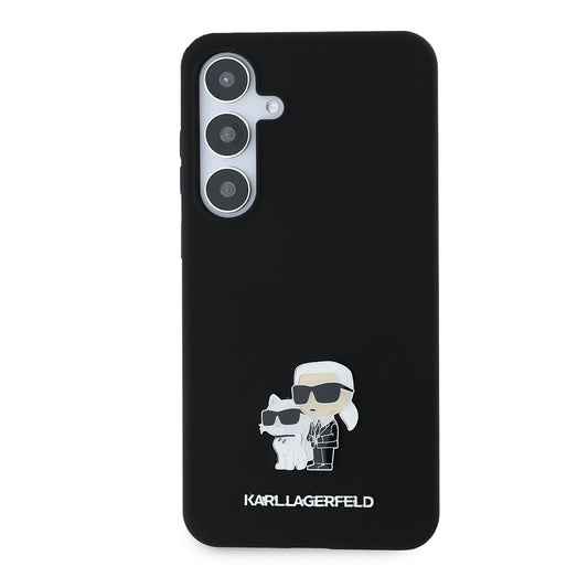 Case for Samsung Galaxy S24+ S926, Karl Lagerfeld, Silicone Karl & Choupette Metal, Black