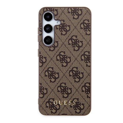 Étui pour Samsung Galaxy S24 S921, Guess, Logo Or Métal 4G, Marron