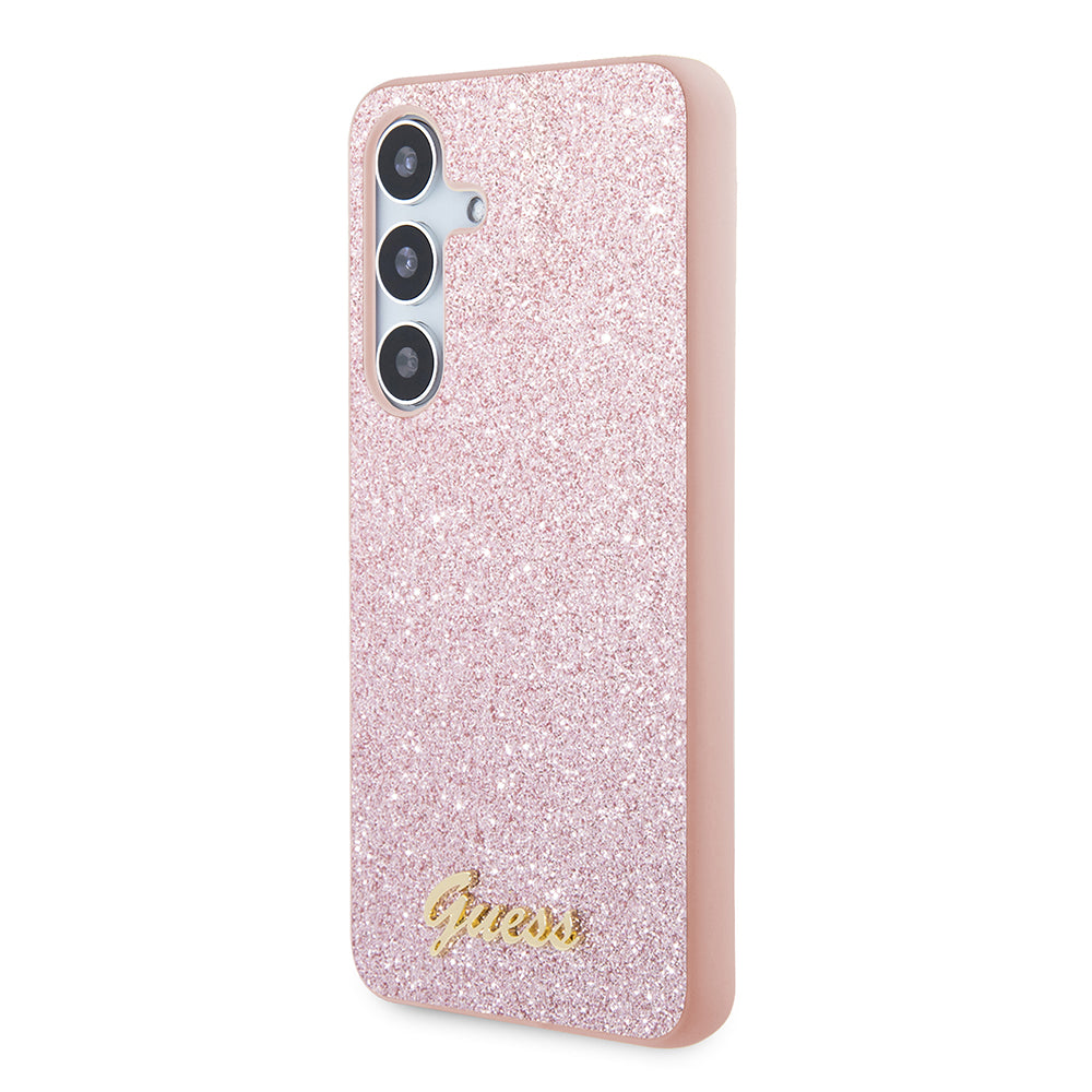 Étui pour Samsung Galaxy S24 S921, Guess, Glitter Script, Rose