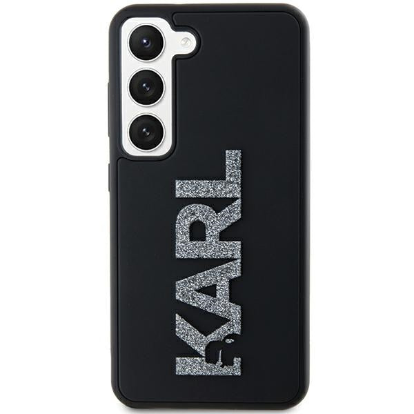Étui pour Samsung Galaxy S24 S921, Karl Lagerfeld, Logo Pailleté en Caoutchouc 3D, Noir