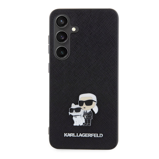 Étui pour Samsung Galaxy S24 S921, Karl Lagerfeld, Saffiano Karl & Choupette Metal, Noir
