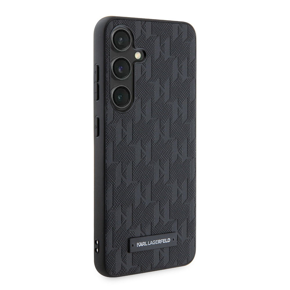Étui pour Samsung Galaxy S24 S921, Karl Lagerfeld, Saffiano Mono Metal Logo, Noir