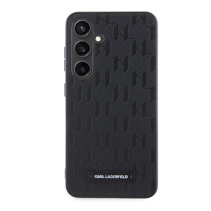 Étui pour Samsung Galaxy S24 S921, Karl Lagerfeld, Saffiano Mono Metal Logo, Noir