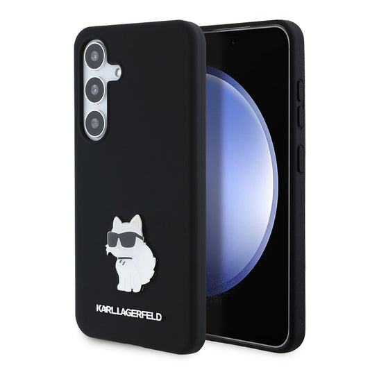 Étui pour Samsung Galaxy S24 S921, Karl Lagerfeld, Silicone Choupette, Noir