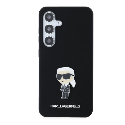 Étui pour Samsung Galaxy S24 S921, Karl Lagerfeld, Silicone Ikonik Karl Metal, Noir