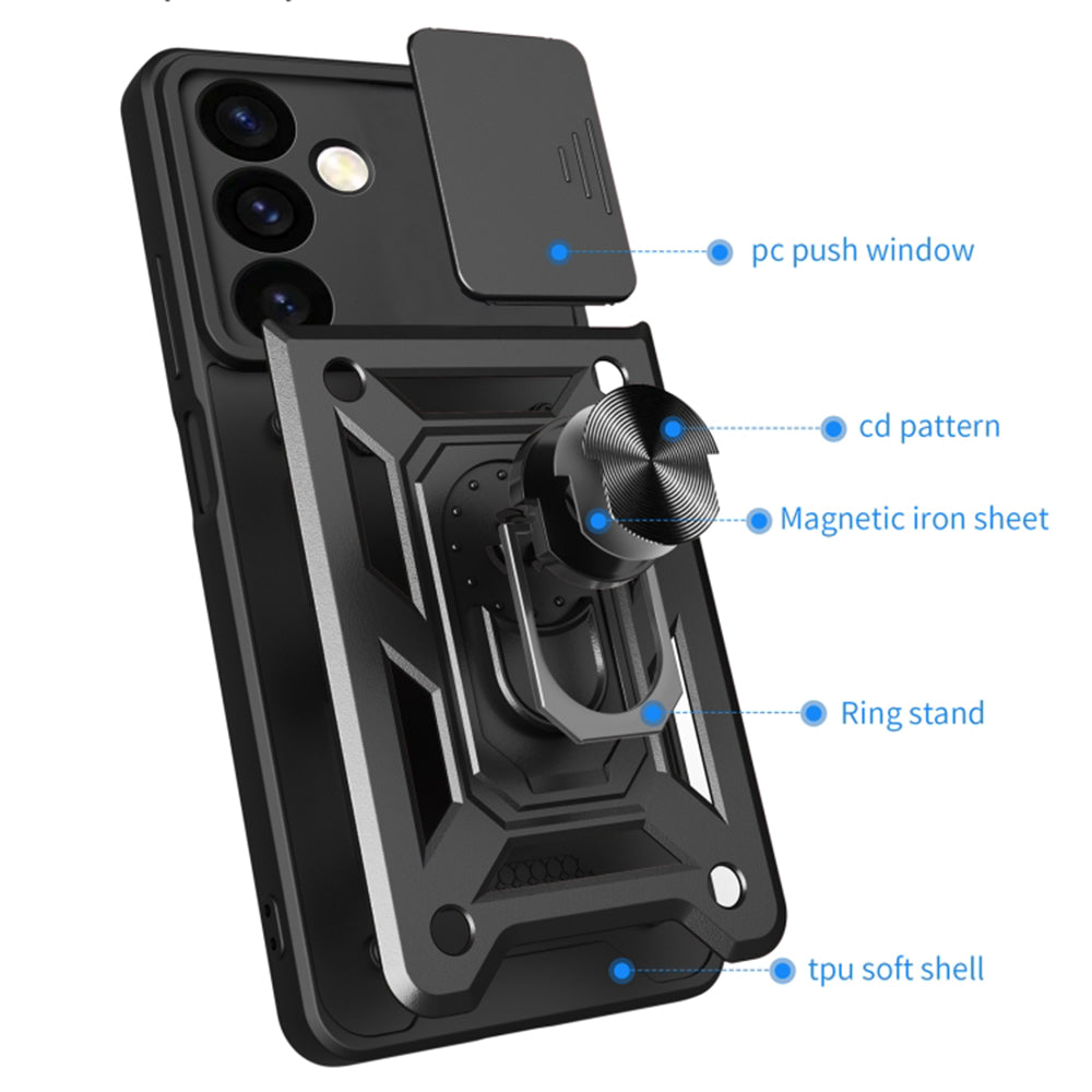 Coque pour Samsung Galaxy S24 S921, Techsuit, CamShield, Noire