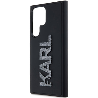 Étui pour Samsung Galaxy S24 Ultra S928, Karl Lagerfeld, Logo Pailleté en Caoutchouc 3D, Noir