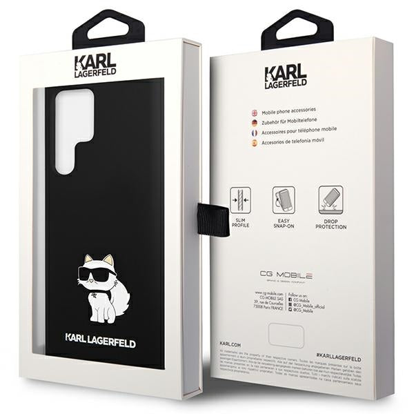 Hülle für Samsung Galaxy S24 Ultra S928, Karl Lagerfeld, Silicone Choupette NFT, Schwarz