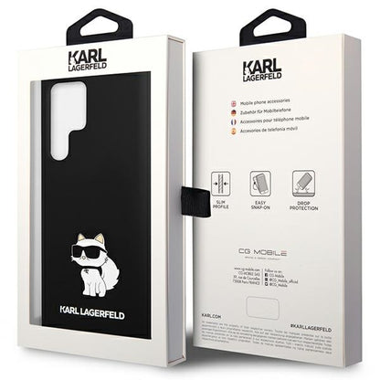 Hülle für Samsung Galaxy S24 Ultra S928, Karl Lagerfeld, Silicone Choupette NFT, Schwarz