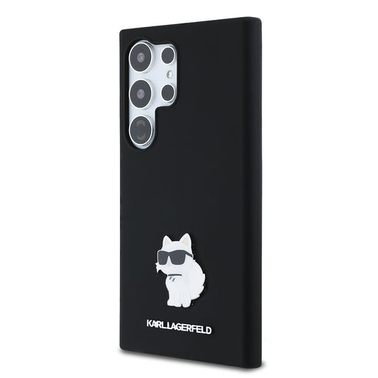 Étui pour Samsung Galaxy S24 Ultra S928, Karl Lagerfeld, Silicone Choupette Metal, Noir