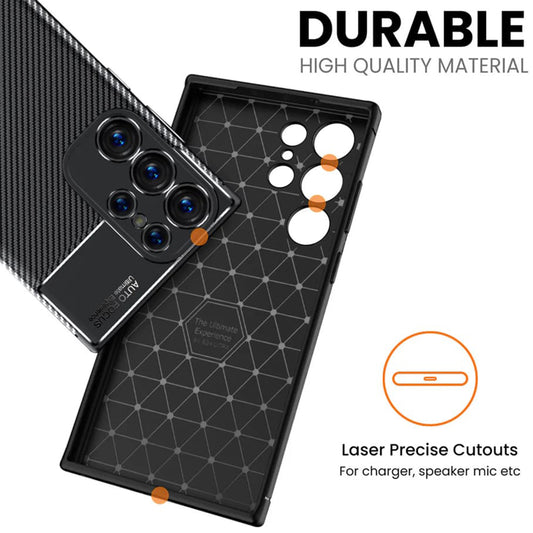 Coque pour Samsung Galaxy S24 Ultra S928, Techsuit, Fibre de carbone, Noire