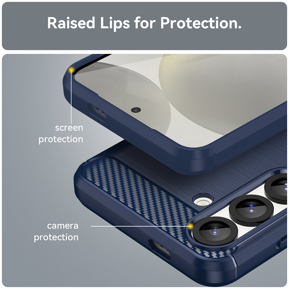Coque pour Samsung Galaxy S25 Edge S937, Techsuit, Carbone, Bleue