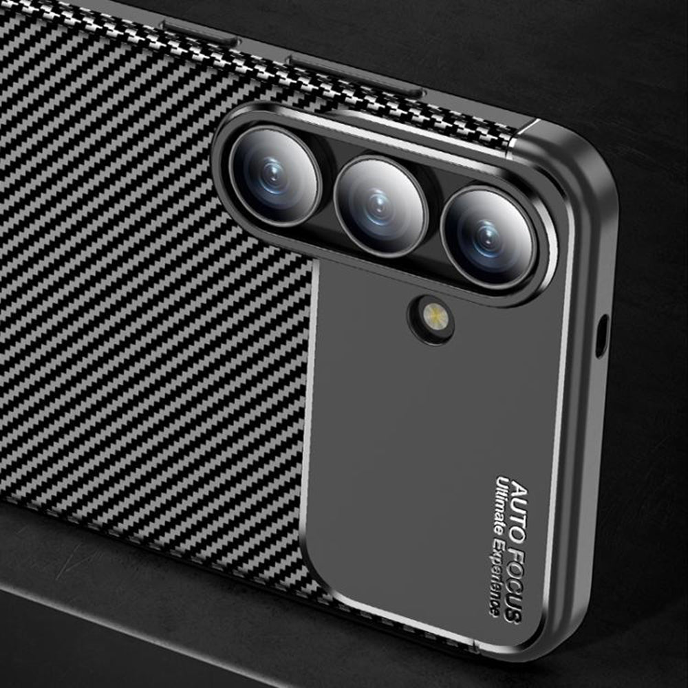 Hülle für Samsung Galaxy S25 FE, Techsuit, CarbonFiber, Schwarz