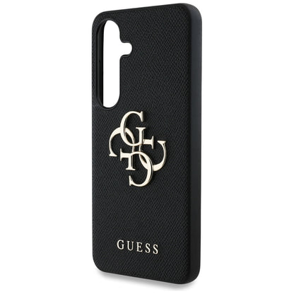 Case for Samsung Galaxy S25+ S936, Guess, 4G Grained Big and Classic Logo, Black