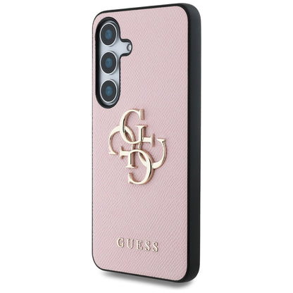 Étui pour Samsung Galaxy S25+ S936, Guess, 4G Grained Big and Classic Logo, Rose