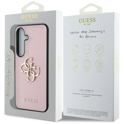 Étui pour Samsung Galaxy S25+ S936, Guess, 4G Grained Big and Classic Logo, Rose