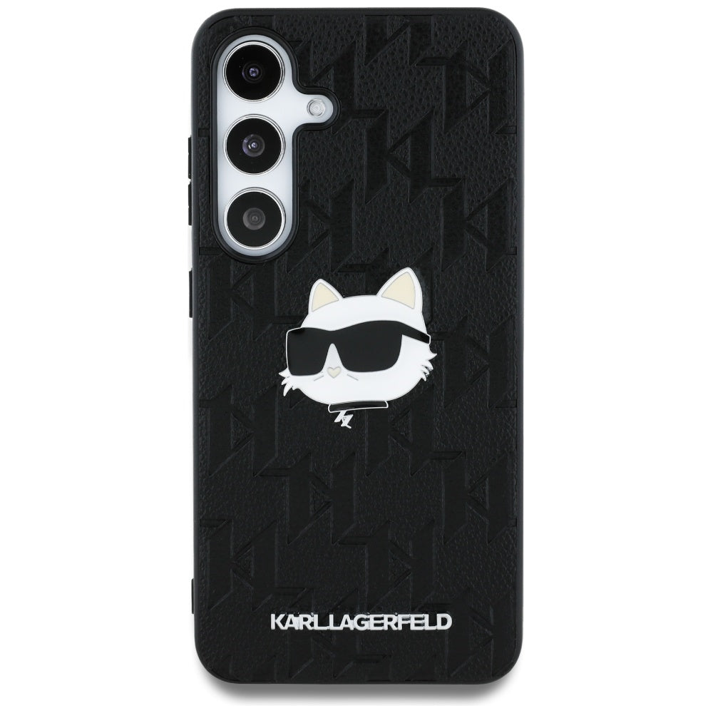 Étui pour Samsung Galaxy S25+ S936, Karl Lagerfeld, Monogramme Tête de Choupette, Noir