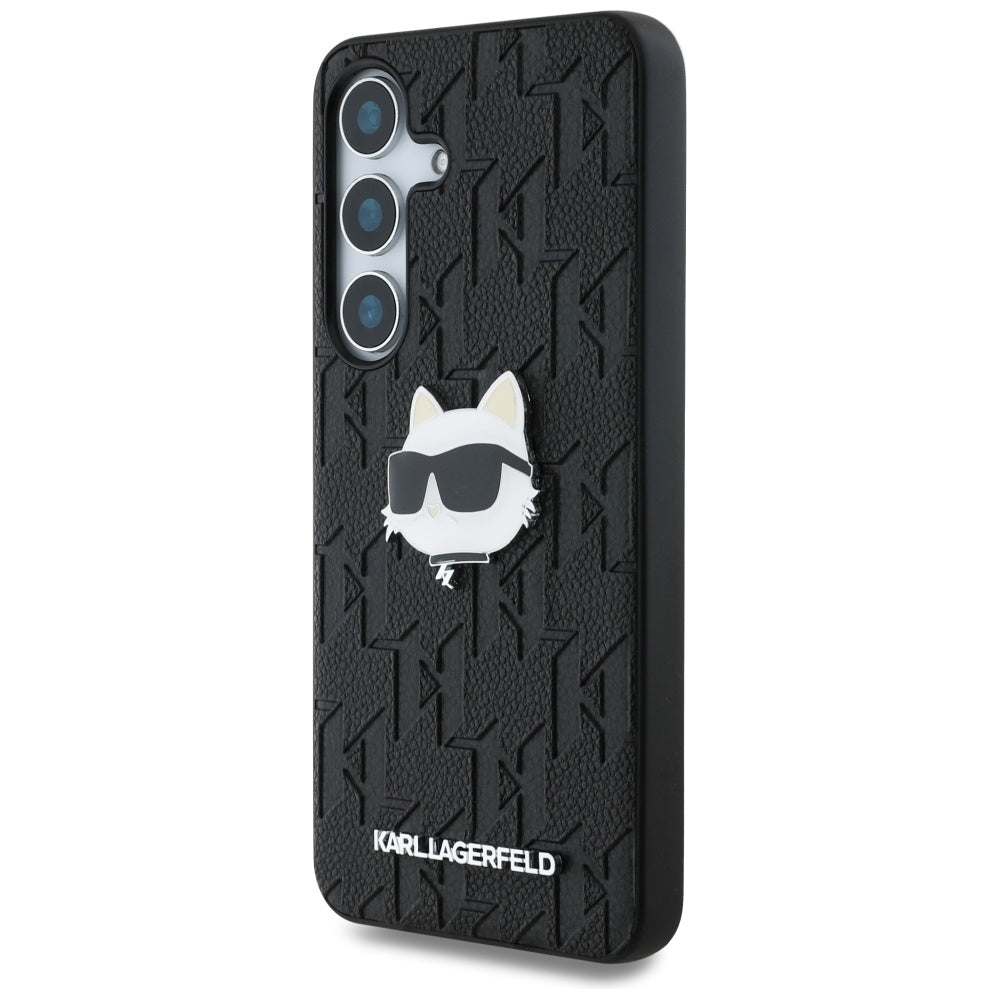 Étui pour Samsung Galaxy S25+ S936, Karl Lagerfeld, Monogramme Tête de Choupette, Noir